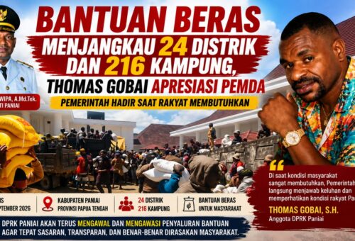 Bantuan Beras Menjangkau 24 Distrik dan 216 Kampung, Thomas Gobai Apresiasi Pemda